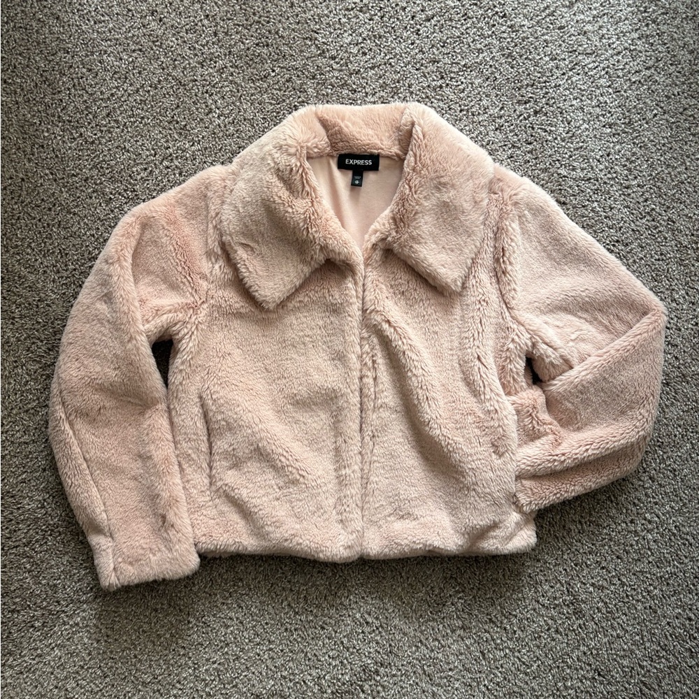 Express Blush Faux Fur Jacket